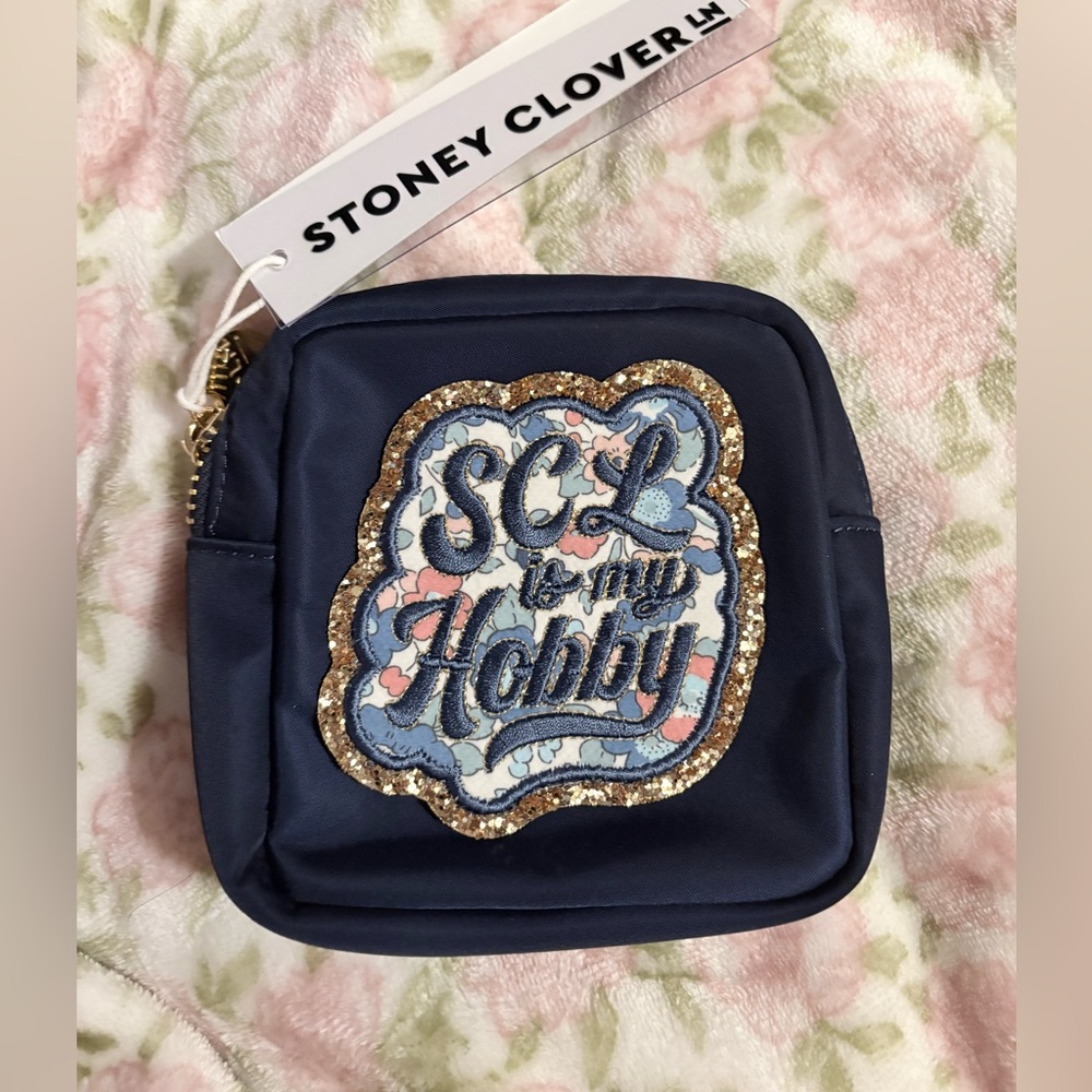 Stoney clover lane sapphire mini pouch with liberty bespoke patch stuck on